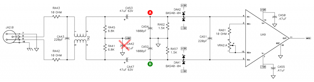 Echo Layla 3G mic preamp schematic