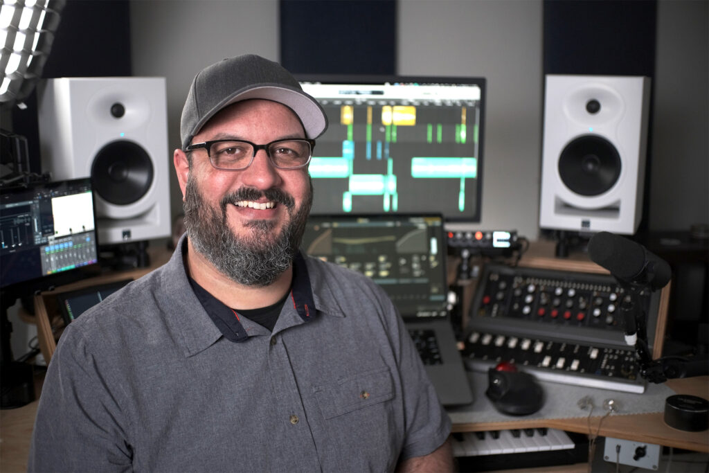 Marcus in front of his workstation