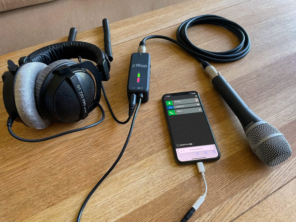 iRig Pre 2 connected to an iPhone
