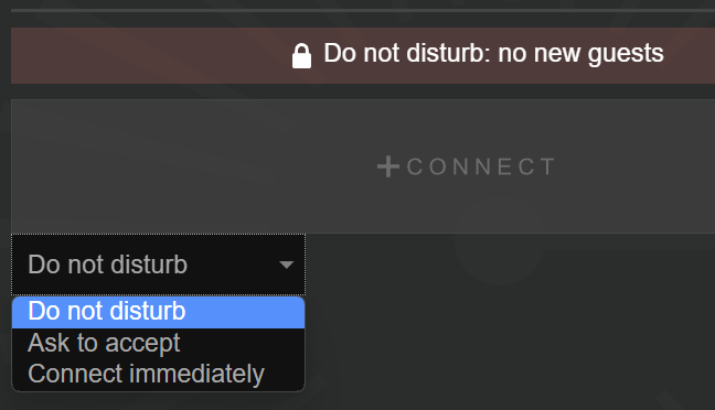 A dropdown menu with the studio privacy options.