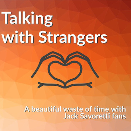 Talking with Strangers podcast album artwork. Complete with a two hand gesture that looks like a heart.
