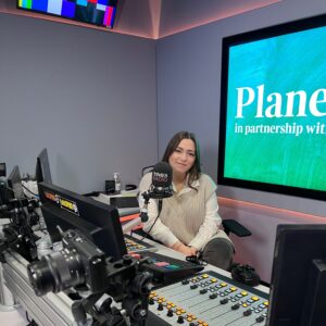 Anya Pearce in a News UK radio studio.