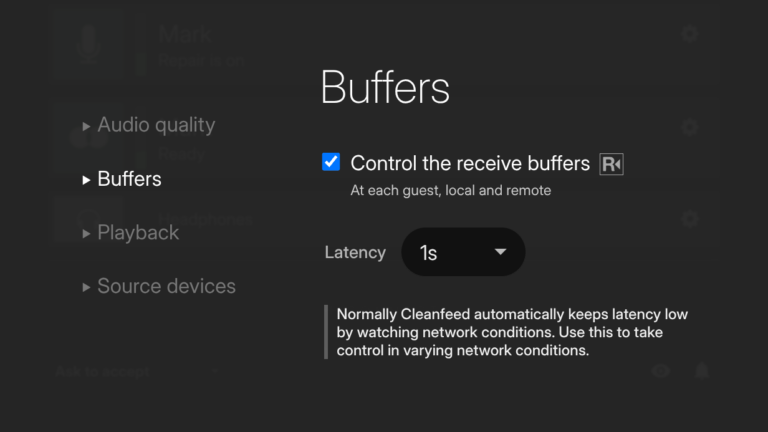 Reciving Buffer Receive buffer controls - Cleanfeed